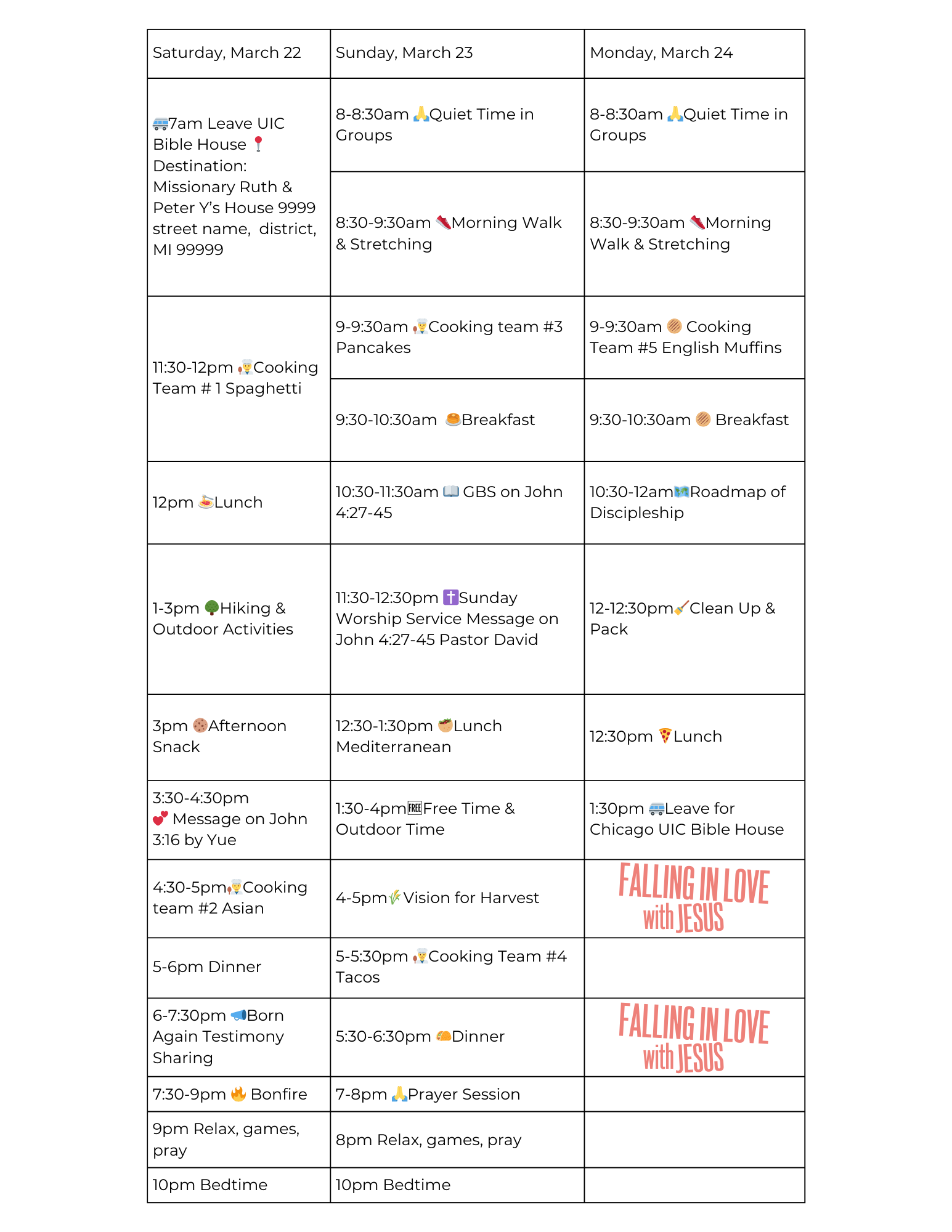 Spring retreat program poster